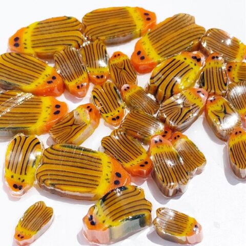 Murrine Mixed Size Stripy Orange Bugs 90COE